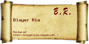 Blayer Ria névjegykártya